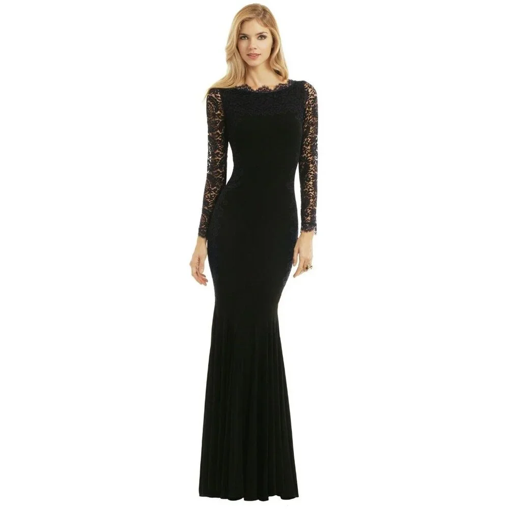 $3500 NWT Blumarine 46 10 Trumpet Dress Mermaid Gown Stretch Evening Black Knit